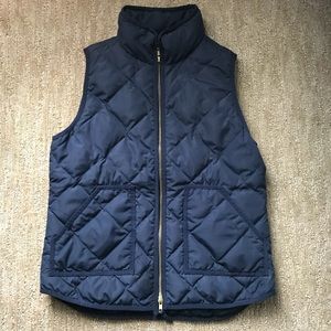 J Crew Navy Excursion Quilted Puffer Vest Zippered